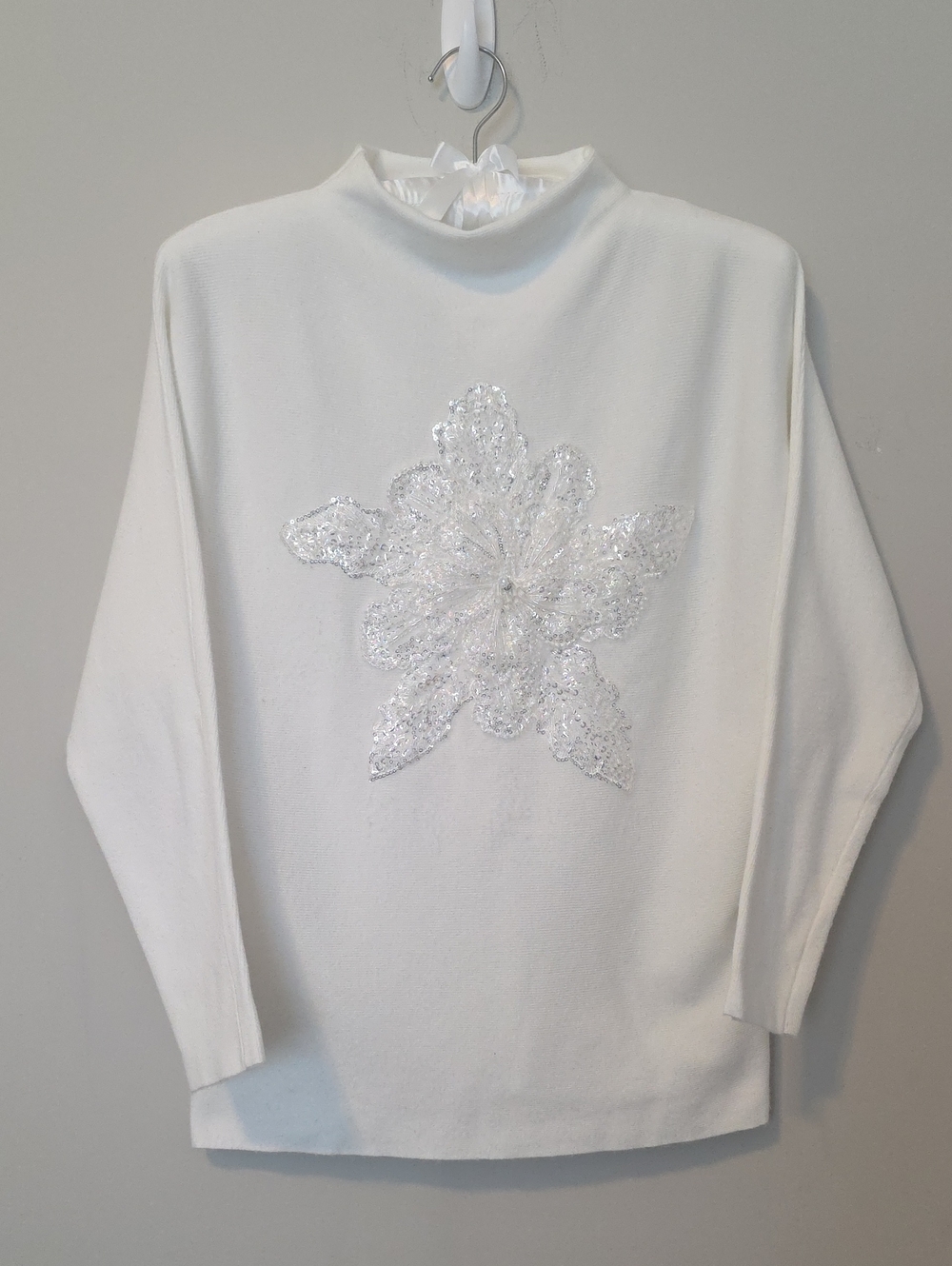 LIV Milano Embellished Snowflake Mock Neck Sweater